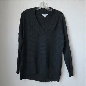 Time AND TRU Black V- Neck Oversized Knit Sweater Size Small